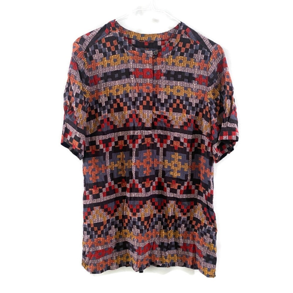 Pendleton Geo Print Short Sleeve Blouse - 8